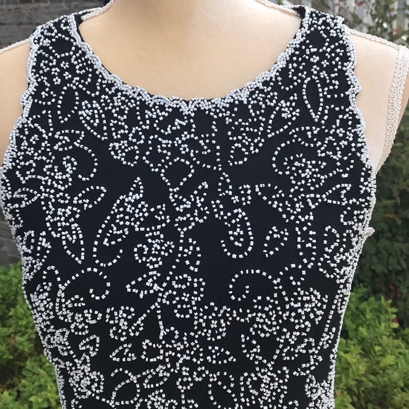 Medium JKARA Beaded Black Formal Top - Picture 2 of 8